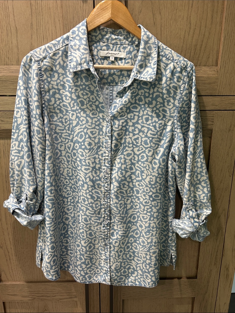 Fax Croft Light Blue & White Printed Button-Up Shirt - Women’s Casual Shirt